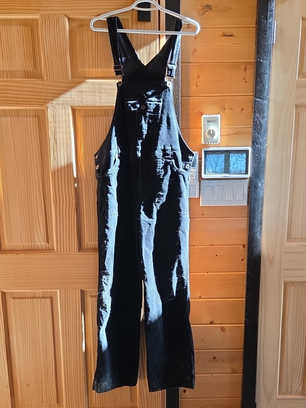 Classic Black Women's Maternity Corduroy Overalls